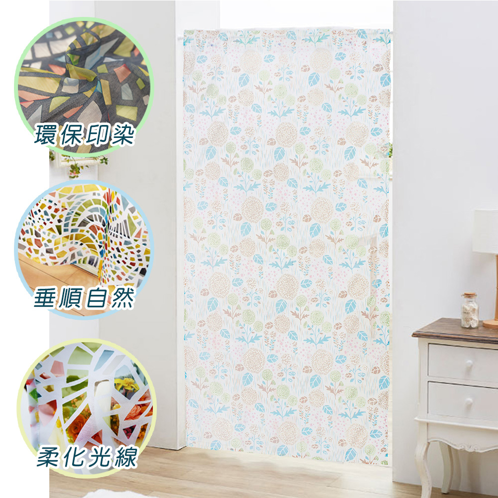 HONE柔光花紗大門簾(105x178cm)_花卉綠