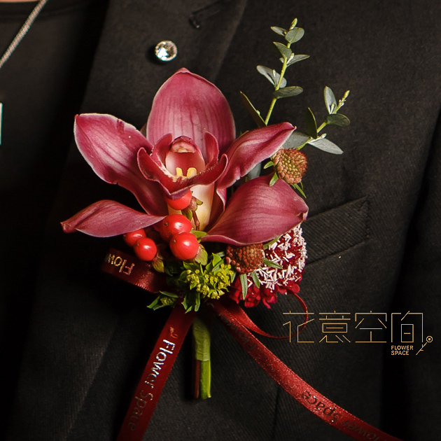 酒紅東亞蘭 胸花