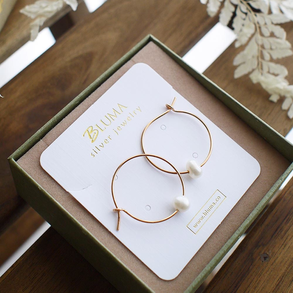 巴黎夕陽紅純銀耳環(淡水珍珠)/SE516