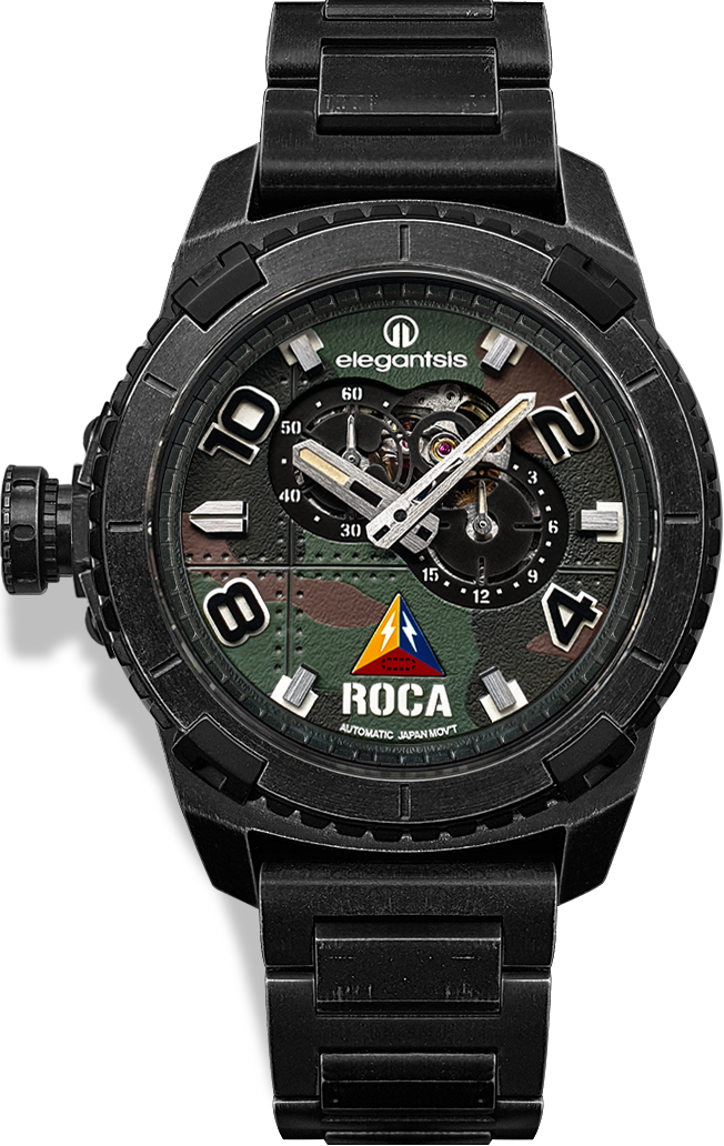 萬年鐘錶 - elegantsis 愛樂時   限定300只  愛樂時陸軍裝甲兵限定機械腕錶 ELJX48AS-ROCA