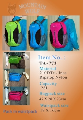 MOUNTAIN WOLF 28L 兩用摺合 可腰包轉換背囊款 TA772