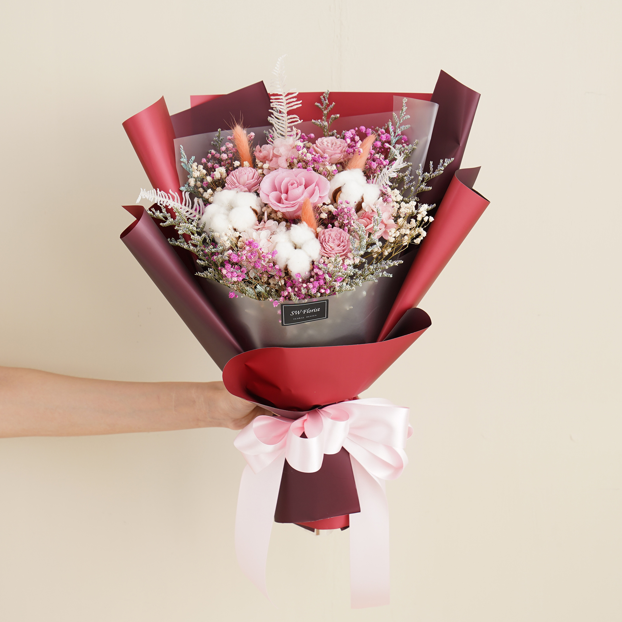 ｜紅粉知己乾燥花束 不凋花 畢業花束 情人節禮物 求婚花束 大型花束｜