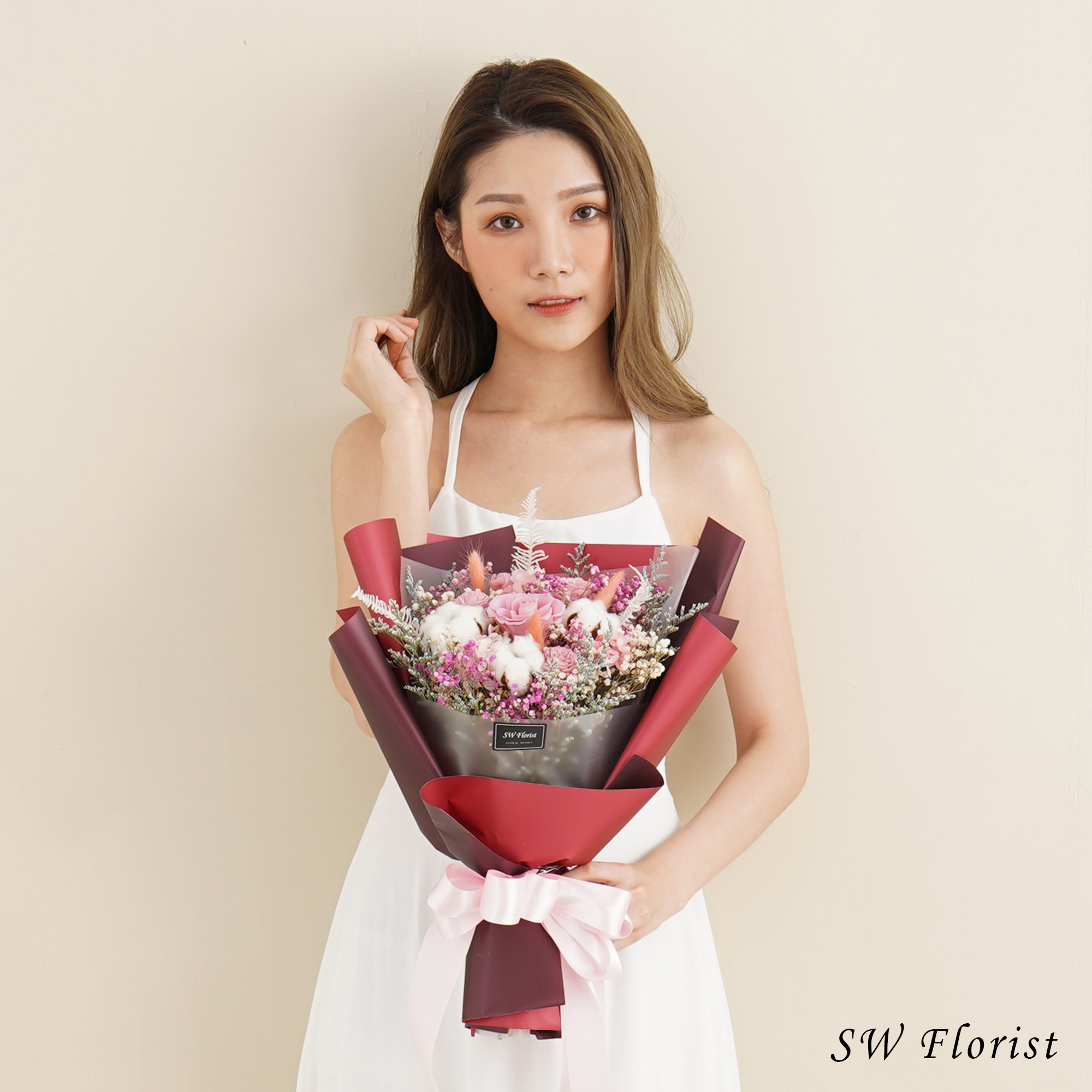 ｜紅粉知己乾燥花束 不凋花 畢業花束 情人節禮物 求婚花束 大型花束｜