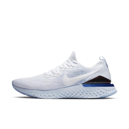 nike epic react flyknit 2 white and blue