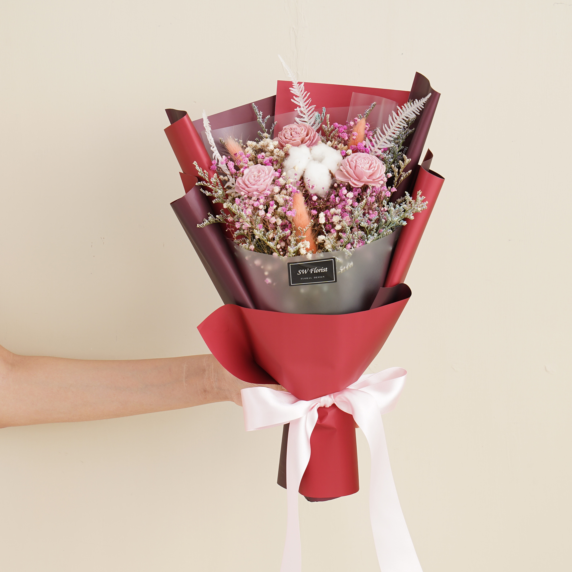 ｜紅粉知己乾燥花束 不凋花 畢業花束 情人節禮物 求婚花束 中型花束｜