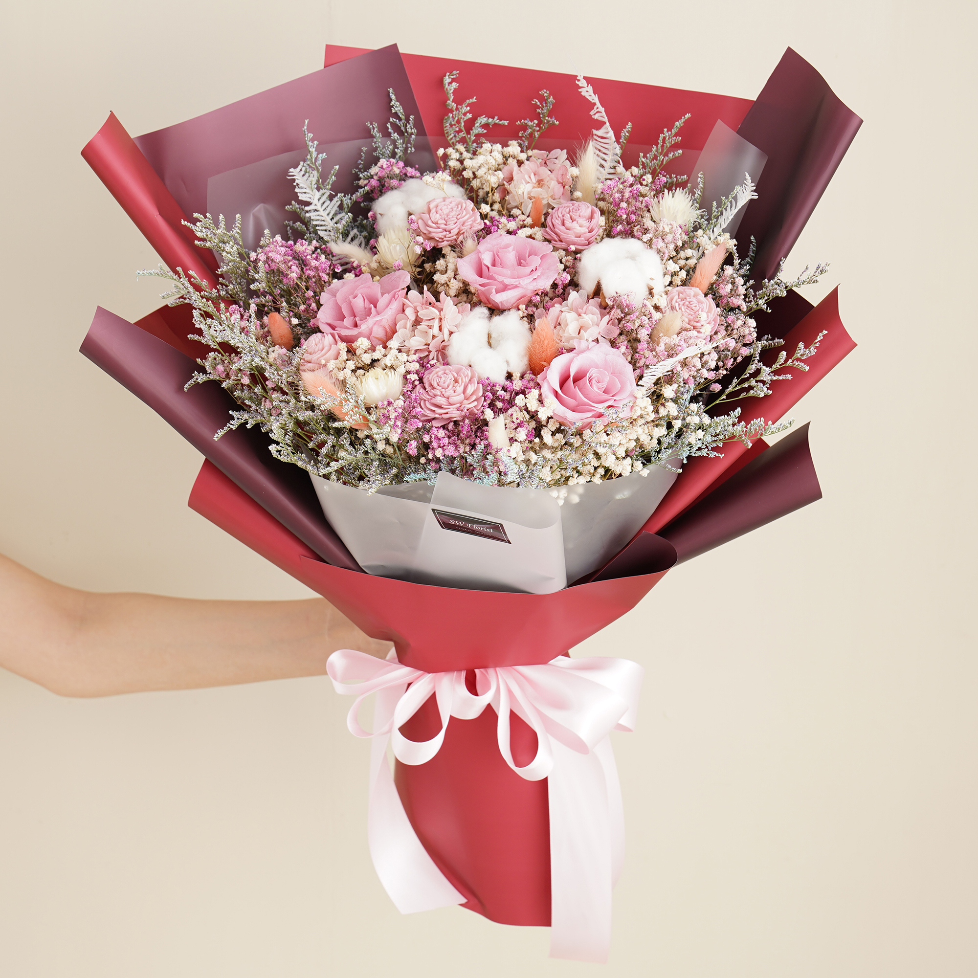 |經典紅粉知己-永生花束-情人節禮物-求婚花束-特大|