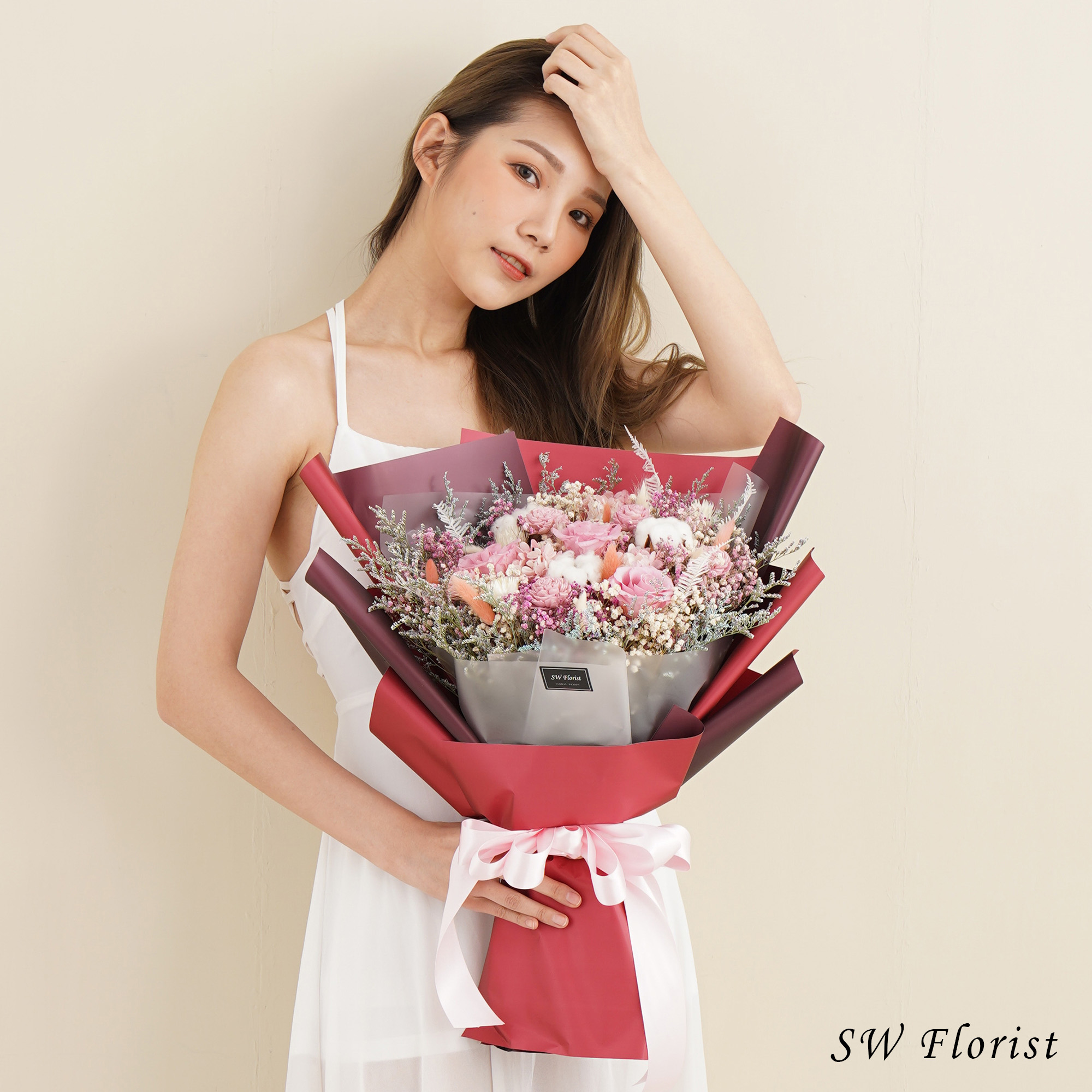 |經典紅粉知己-永生花束-情人節禮物-求婚花束-特大|