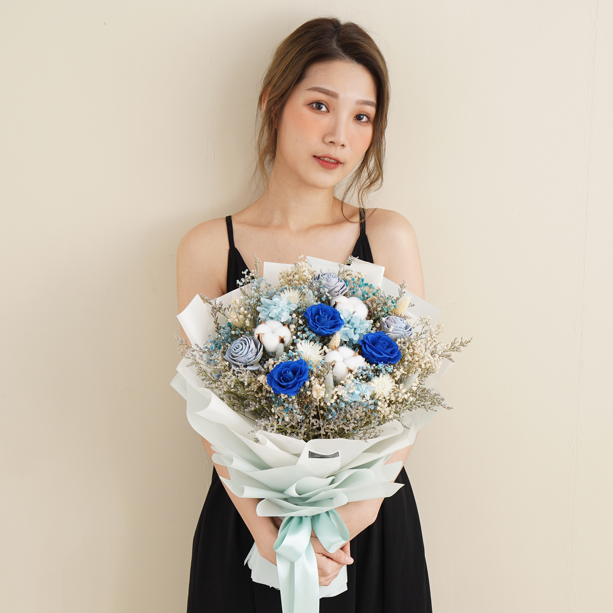 |美式浪漫藍-情人節禮物-浪漫求婚花束-乾燥花束-特大|