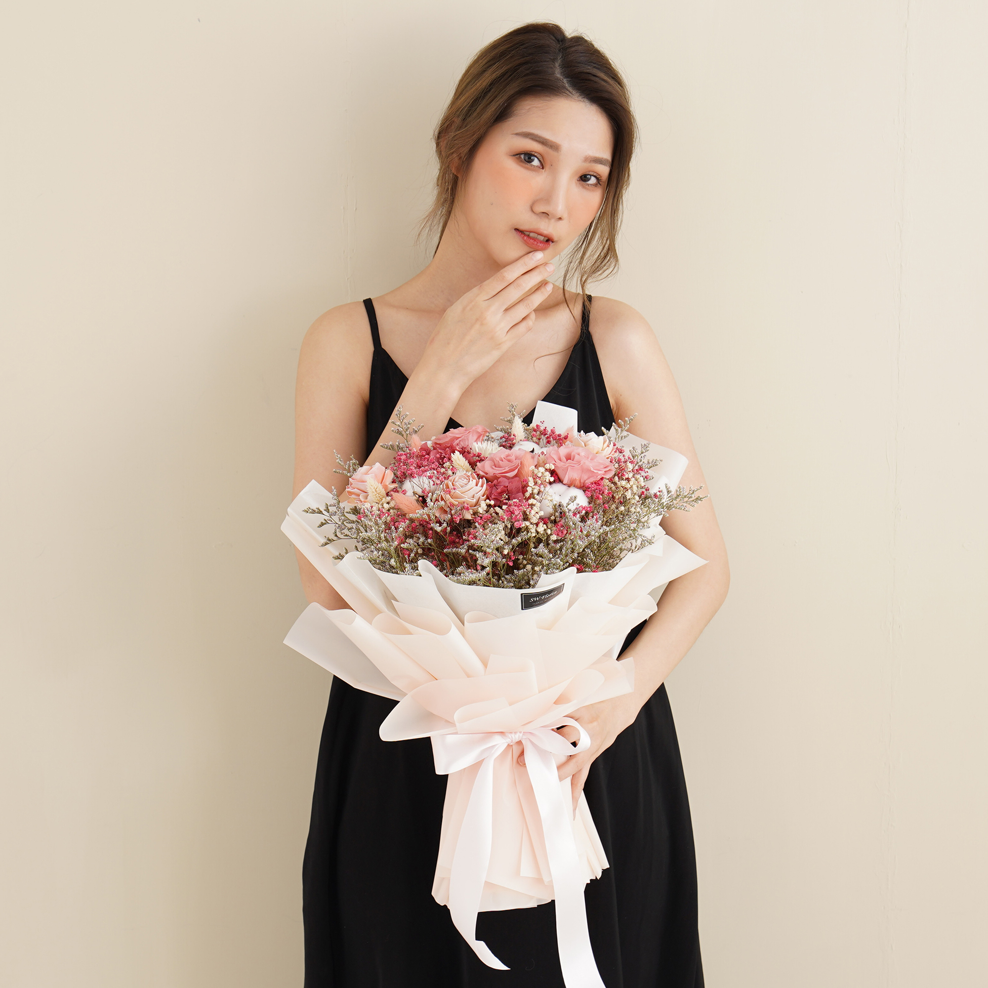 |美式夢幻粉-情人節禮物-浪漫求婚花束-乾燥花束-特大|