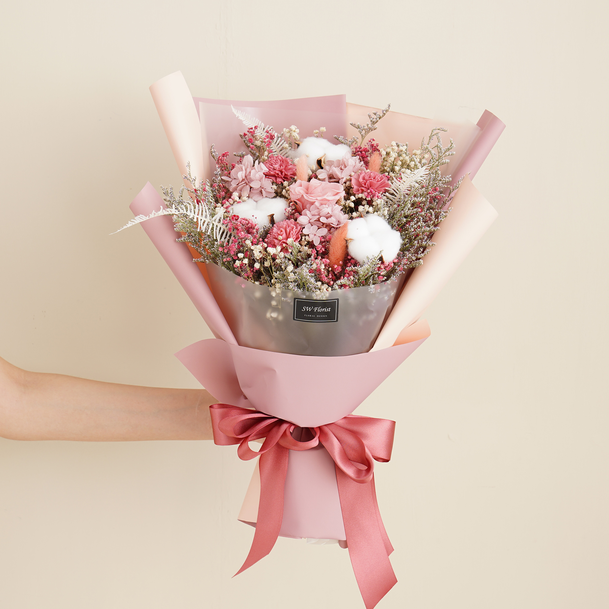 ｜粉色系母親節專屬款 乾燥花束 永生花束 康乃馨花 大型花束｜