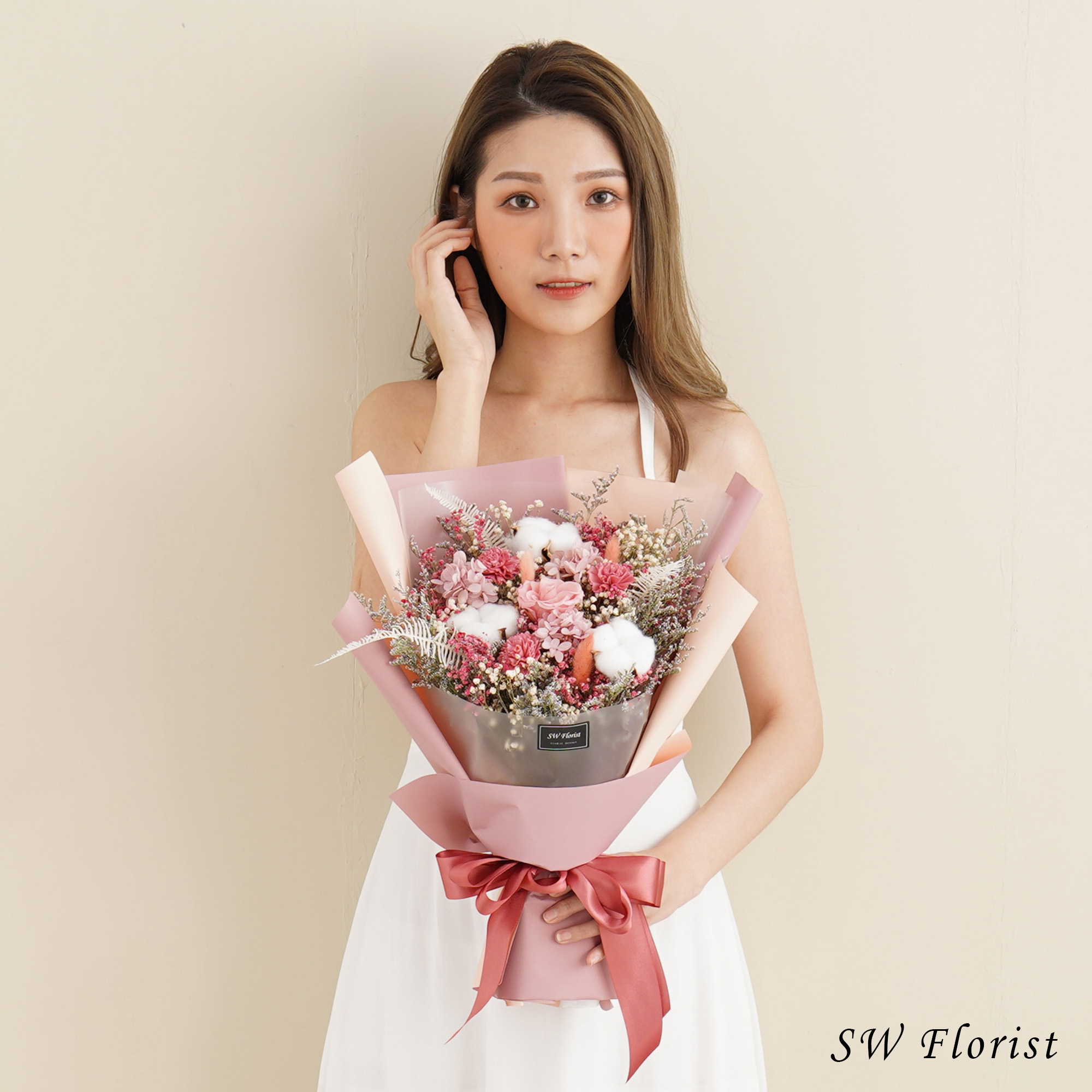 ｜粉色系母親節專屬款 乾燥花束 永生花束 康乃馨花 大型花束｜