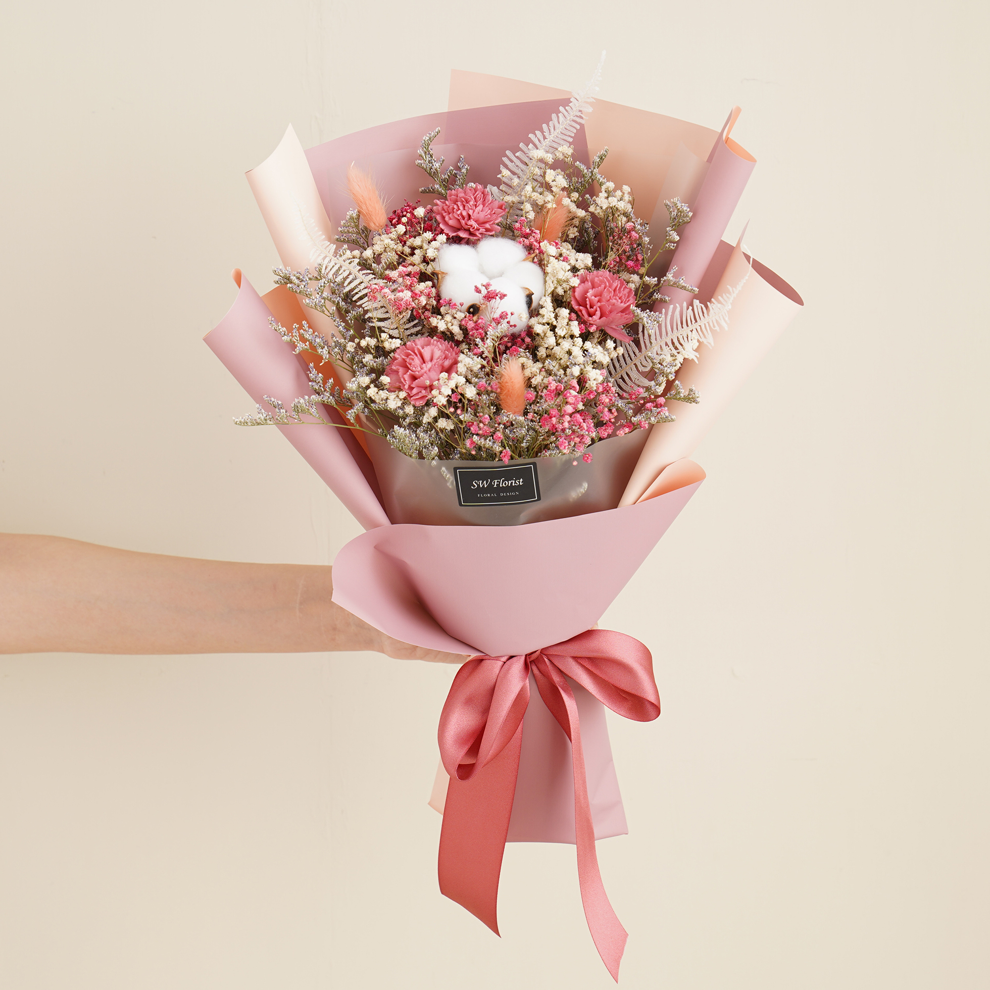 ｜粉色系母親節專屬款 乾燥花束 永生花束 康乃馨花 中型花束｜