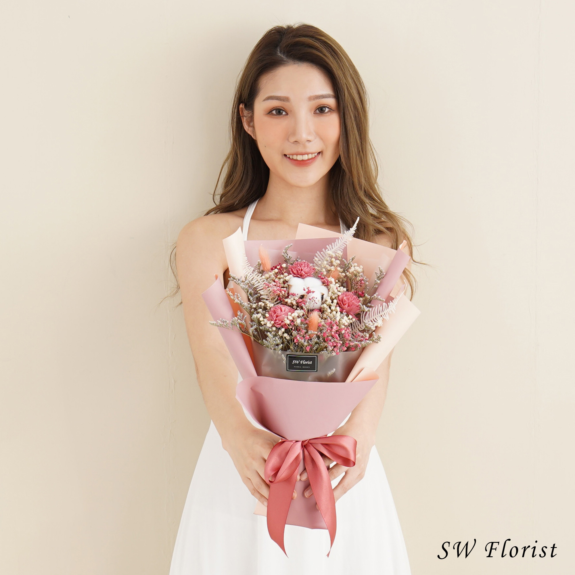 ｜粉色系母親節專屬款 乾燥花束 永生花束 康乃馨花 中型花束｜