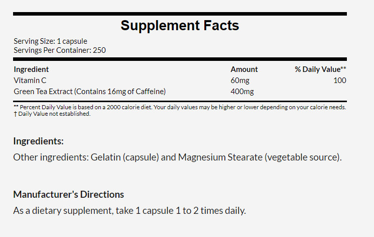 [預購] Now 綠茶提取物 400毫克 100/250粒 Green Tea Extract