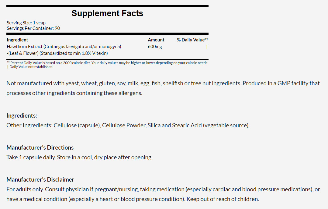 [預購] Now 山楂提取物 600毫克 90粒 Hawthorn Extract