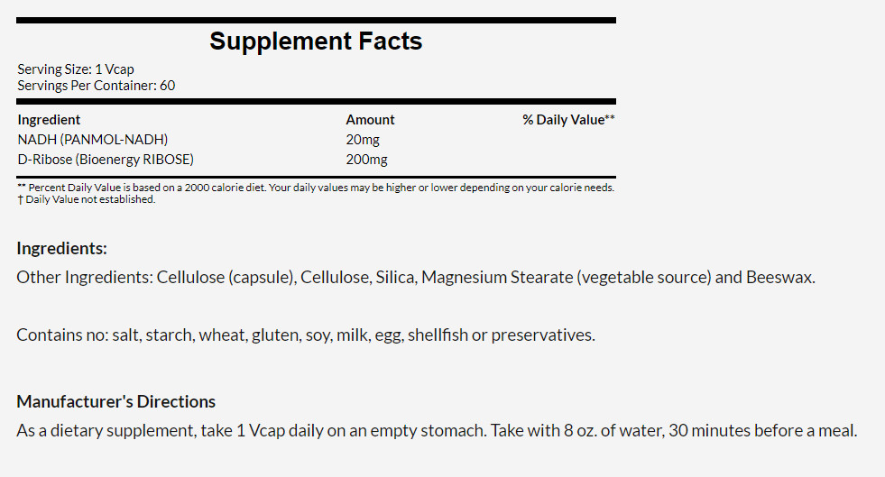 [預購] Now 細胞能量NADH / D-核糖 10毫克 60粒 NADH