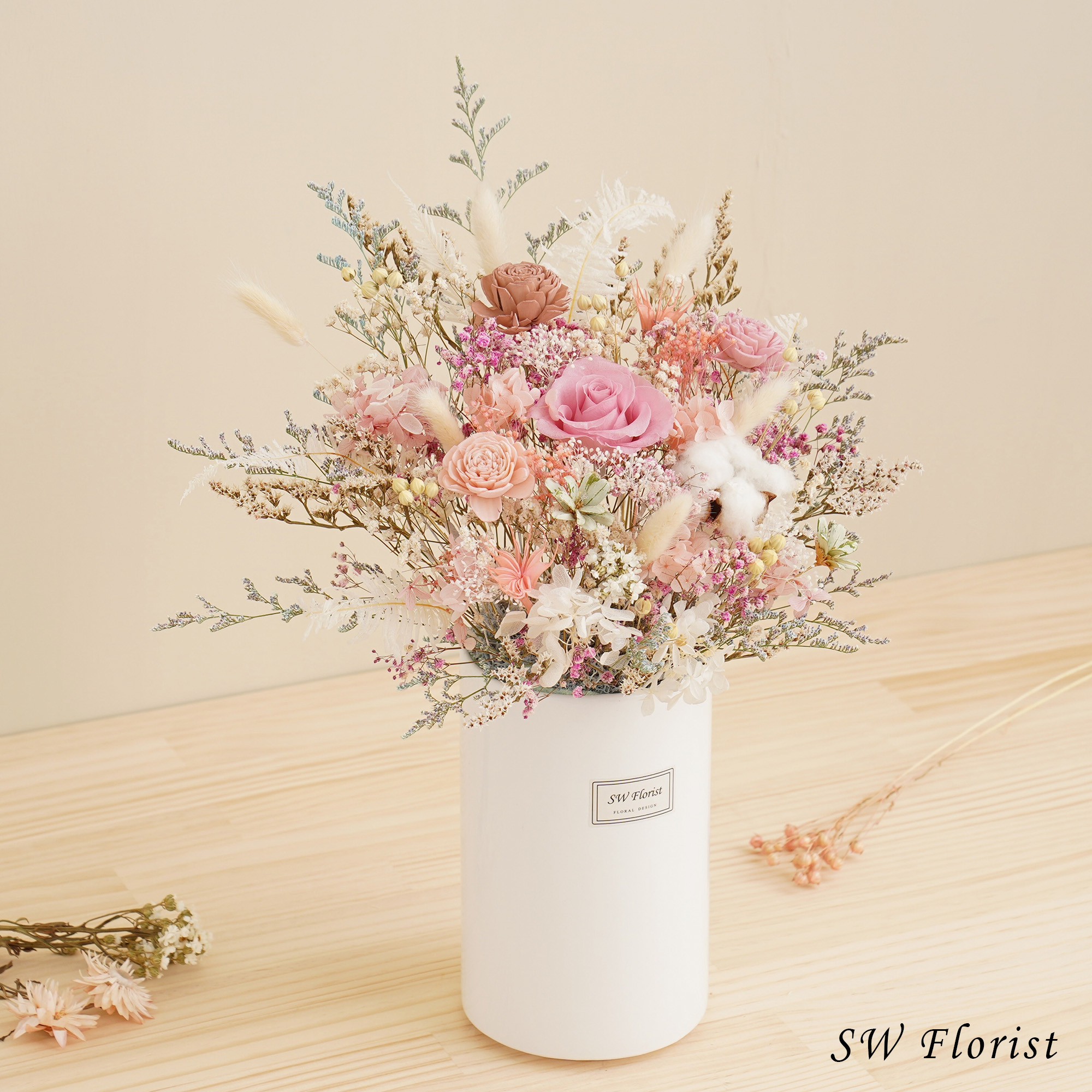 ｜網美風甜點店面首選 甜甜蜜蜜款 永生花盆栽 乾燥花盆栽 桌花設計 大型桌花｜