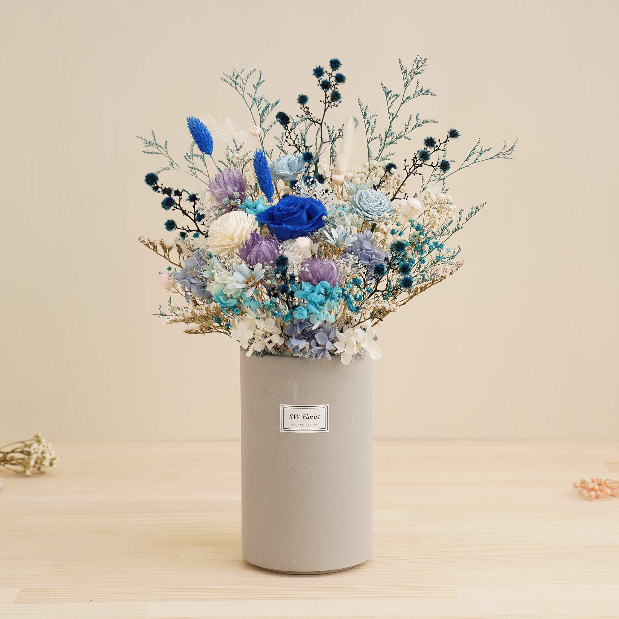｜企業開幕致贈首選 海闊天空款 永生花盆栽 乾燥花盆栽 桌花設計 大型桌花｜