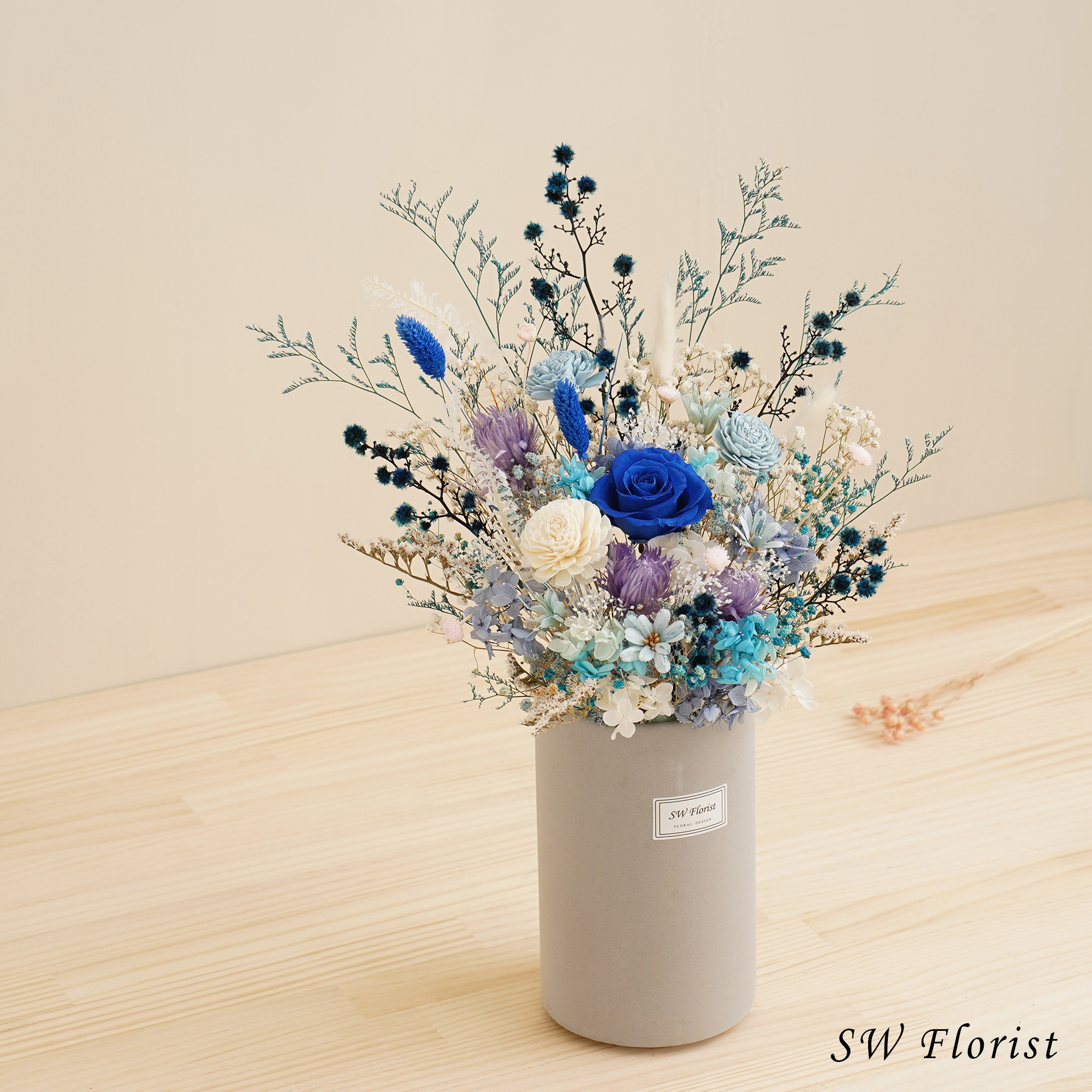 ｜企業開幕致贈首選 海闊天空款 永生花盆栽 乾燥花盆栽 桌花設計 大型桌花｜