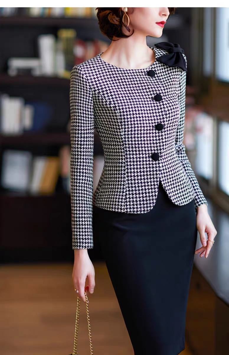 千鳥格蝴蝶結套裝--訂製款