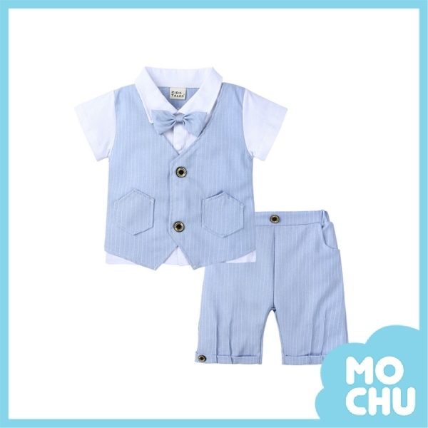 陽光亮眼短袖紳士套裝(二色)