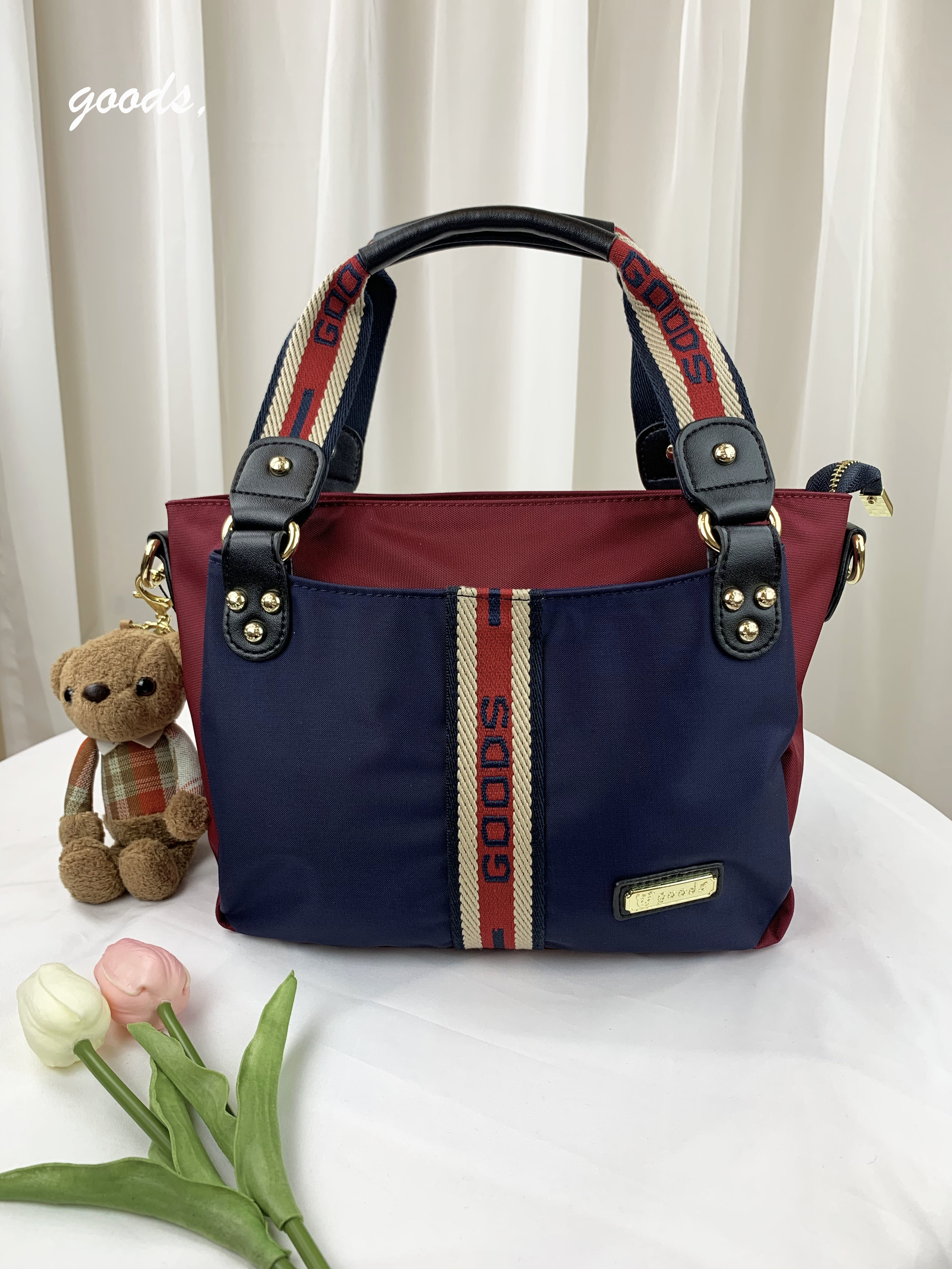 GOODS 織帶藍紅 尼龍手提包 / 側背包 #2005