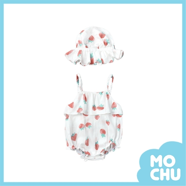 甜蜜蜜小草莓包屁衣＋帽子