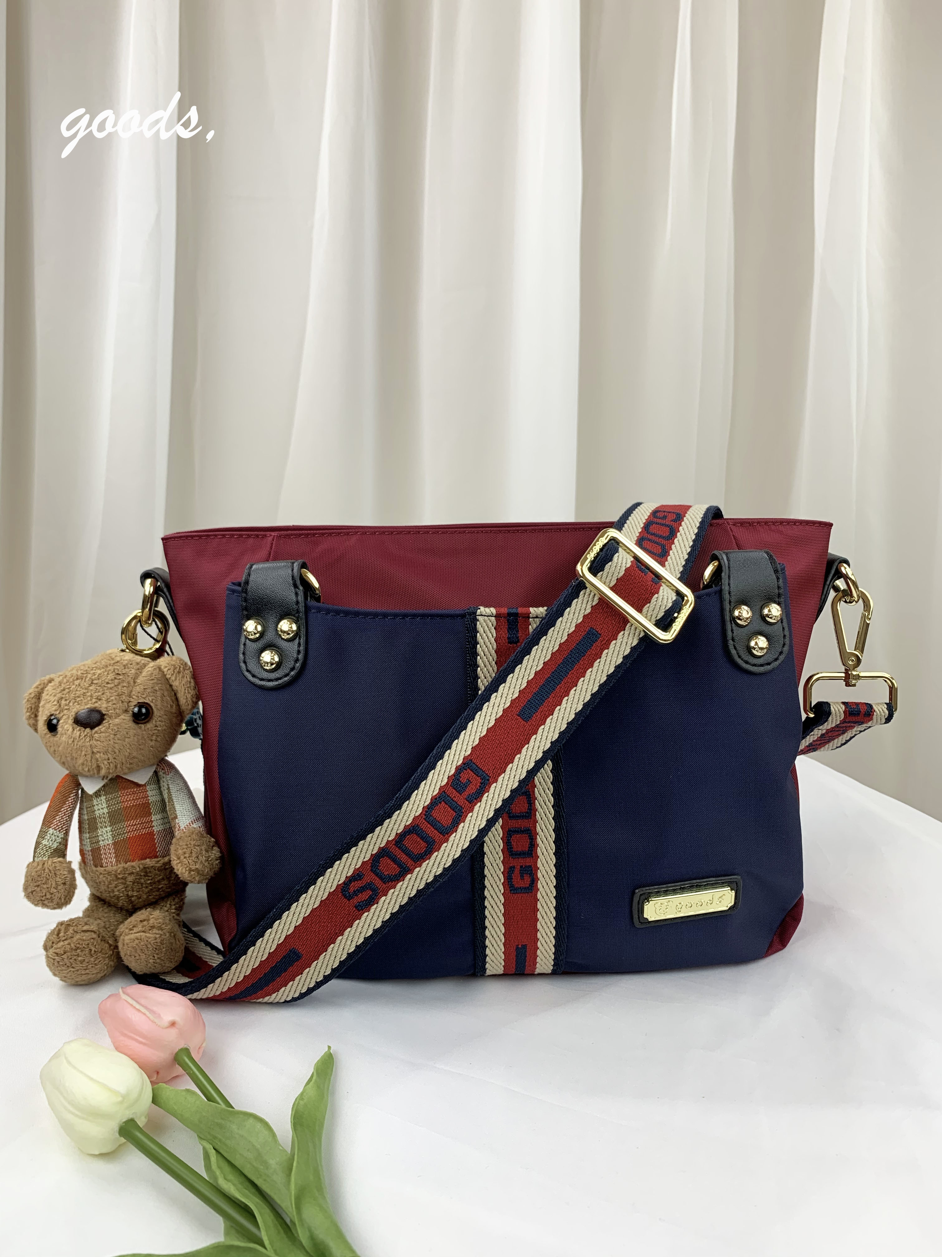 GOODS 織帶藍紅 尼龍手提包 / 側背包 #2005