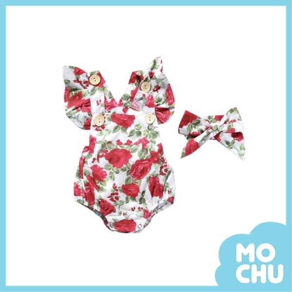 熱情玫瑰包屁衣＋頭飾