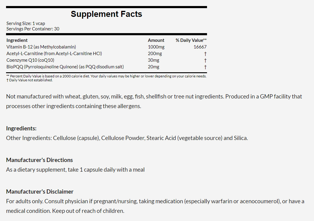 [預購] Now PQQ 吡咯喹啉醌 30粒 PQQ Energy