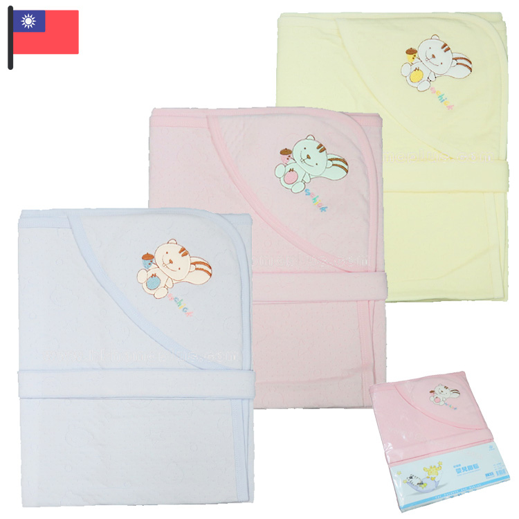 舒適牌: 台灣製 - 嬰兒素色暗花抱毯 (綁帶) 10301