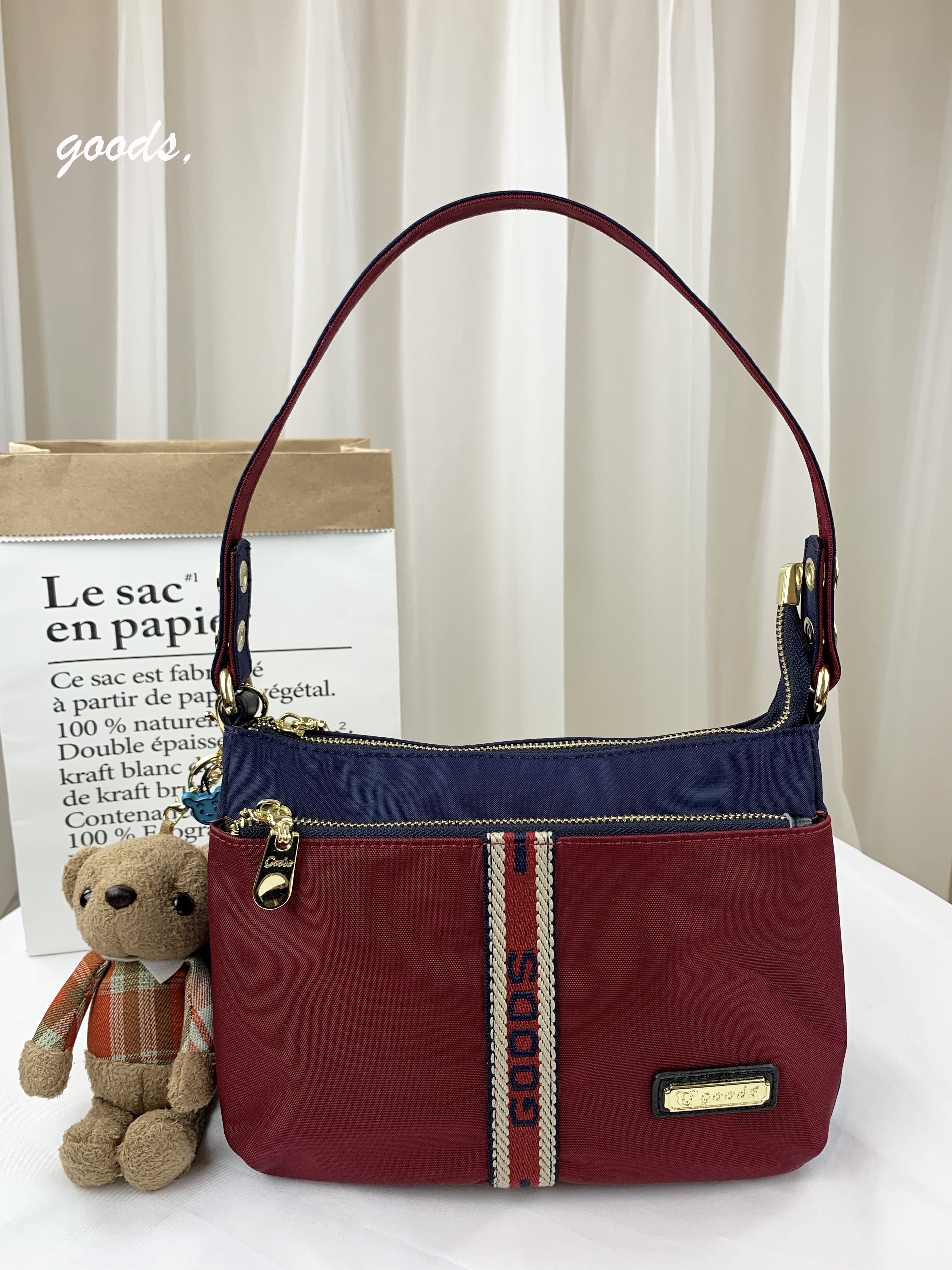 GOODS 織帶藍紅 尼龍肩背包 / 側背包  #2563