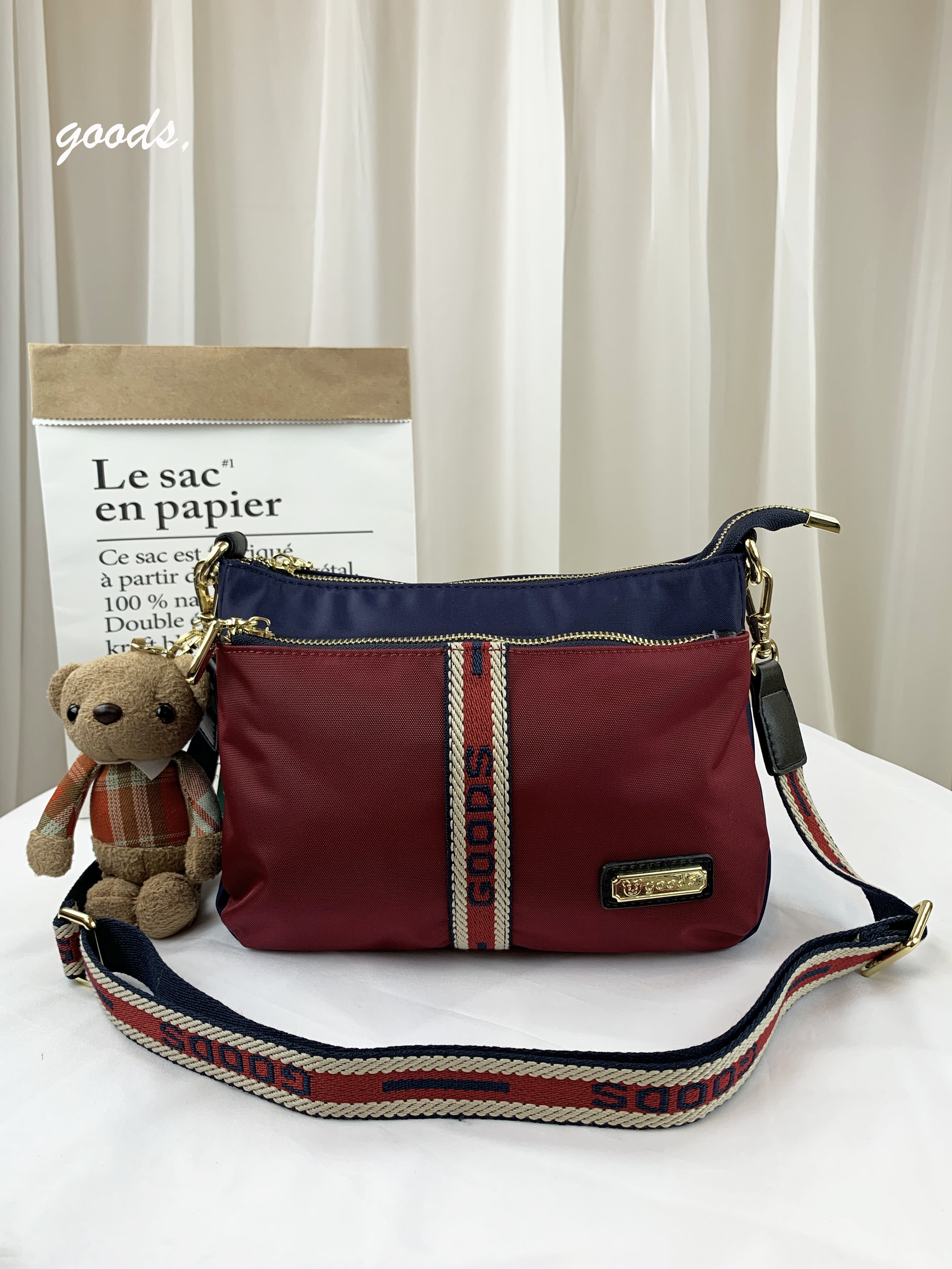 GOODS 織帶藍紅 尼龍肩背包 / 側背包  #2563