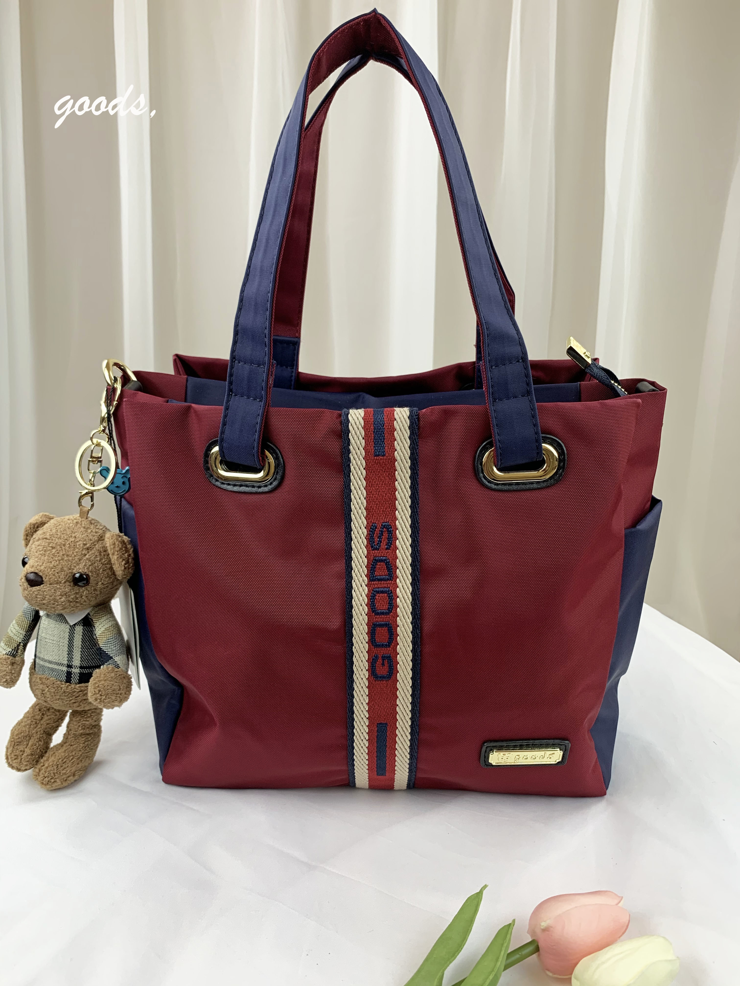 GOODS 織帶藍紅 尼龍手提側背包 #2650