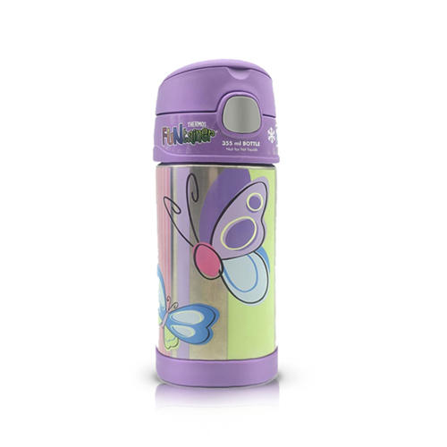 Thermos-不銹鋼兒童吸管保溫杯 (紫色蝴蝶) 355mL