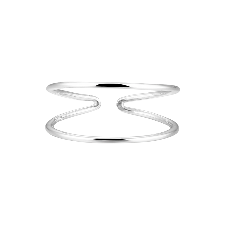 純銀戒指，女士戒指 空靈細緻曲線；輕巧柔美線性（0557窄版）