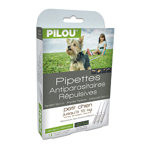 法國皮樂Pilou 第二代加強配方-除蚤滴劑-迷你型犬用(3支各1.5ml-6kg以下）