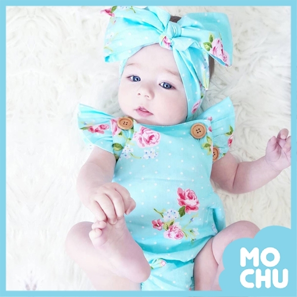 夏日繽紛花朵包屁衣＋頭飾