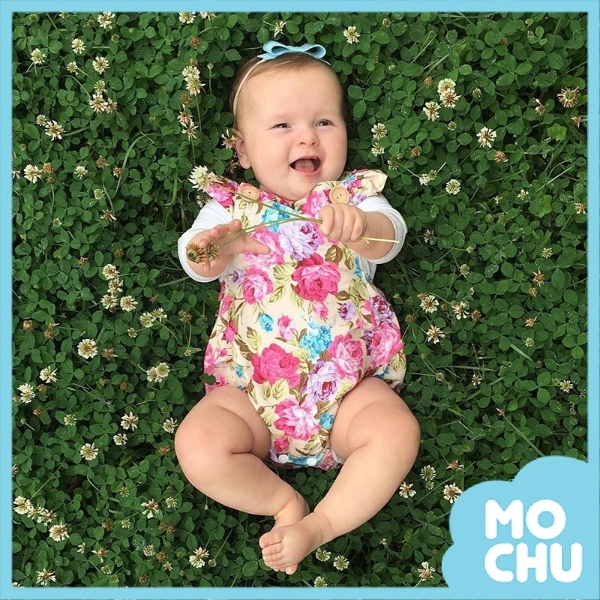 優雅花朵包屁衣＋頭飾