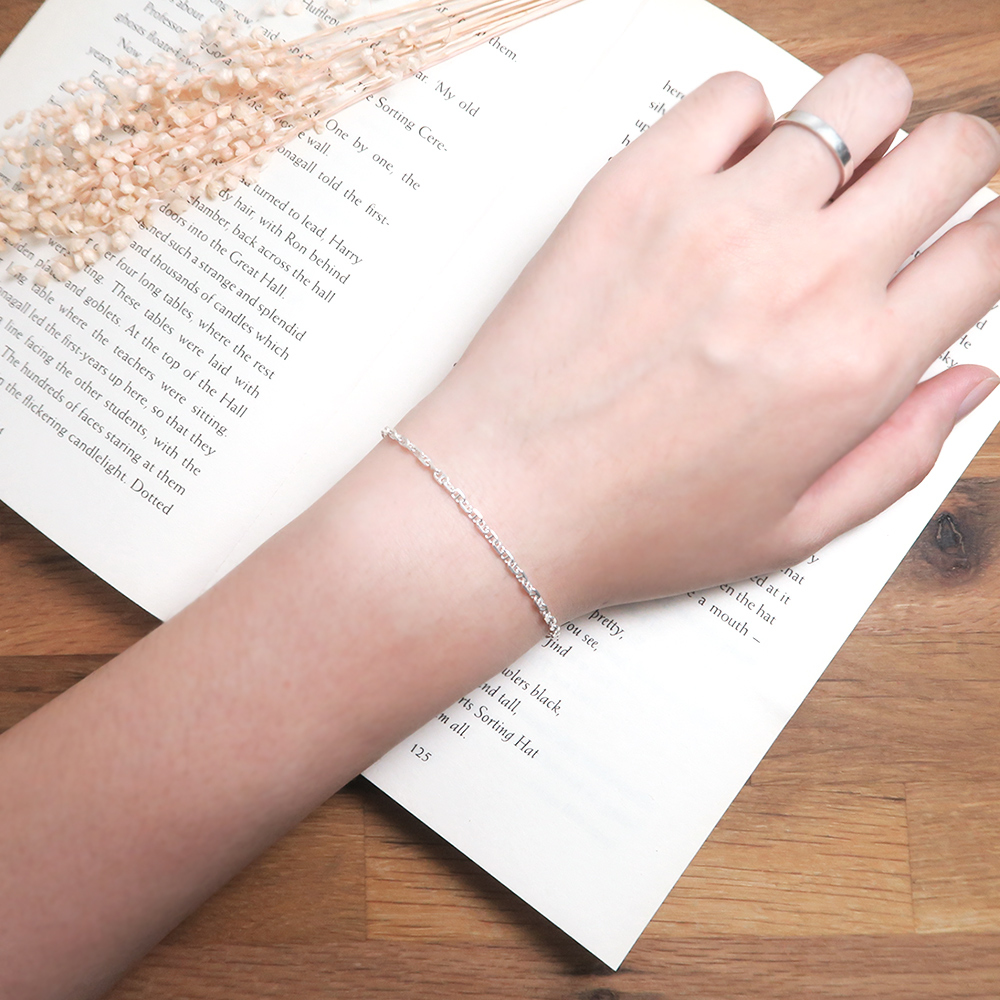 稜角海錨手鍊(2.4mm細鍊) 925純銀刻字手鍊