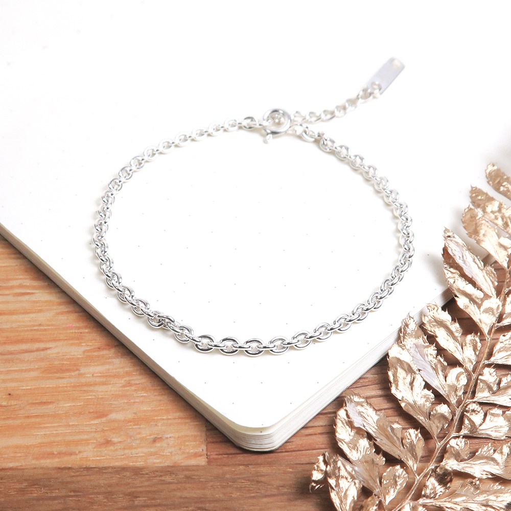 經典圓圈手鍊(2.4mm細鍊) 925純銀刻字手鍊