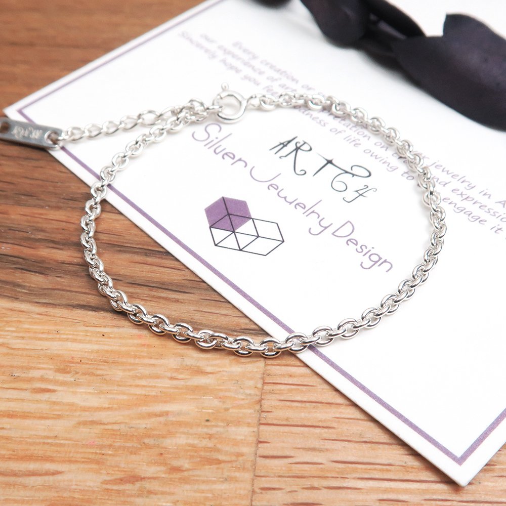 經典圓圈手鍊(2.4mm細鍊) 925純銀刻字手鍊