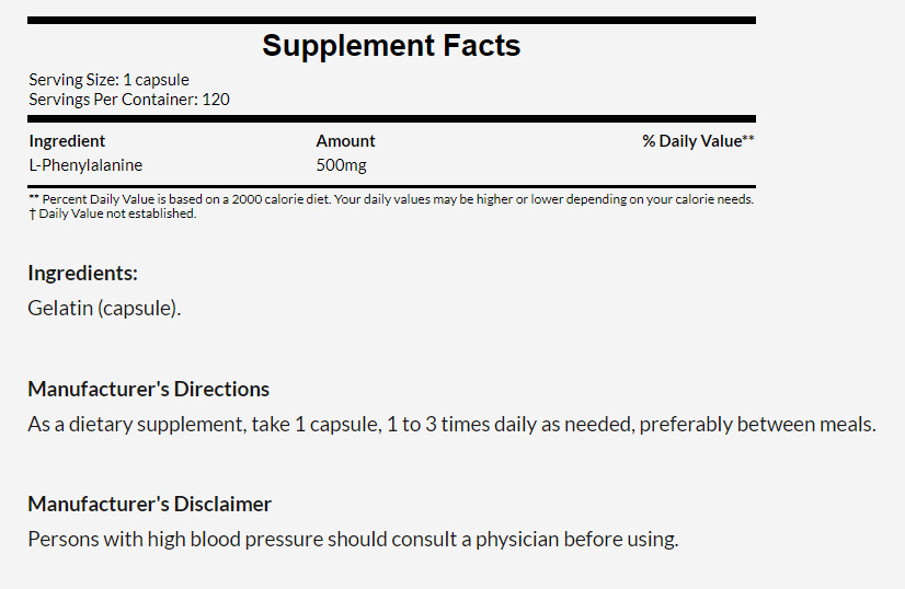 [預購] Now 左旋苯丙氨酸 500毫克 120粒 L-Phenylalanine