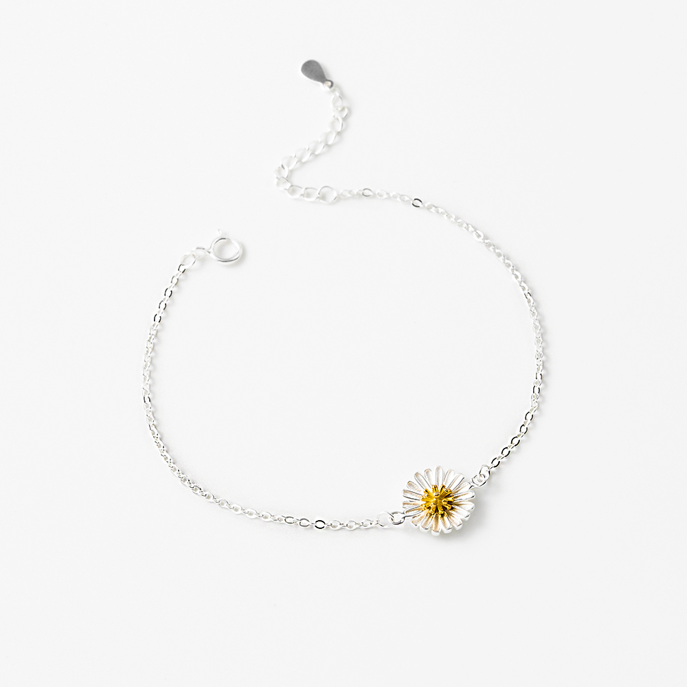 純銀 雛菊 花朵 抗過敏 手鍊
