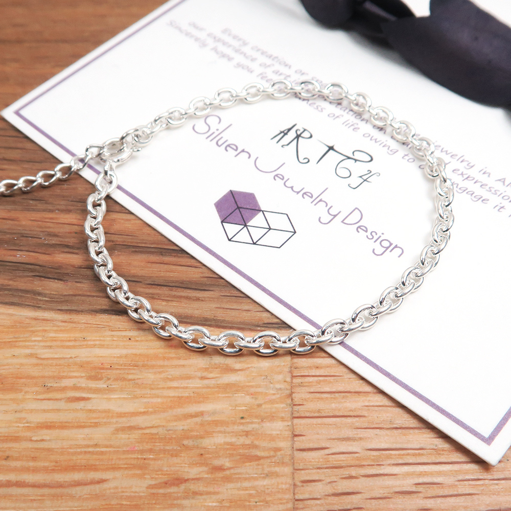 經典圓圈手鍊(3mm中細鍊) 925純銀刻字手鍊