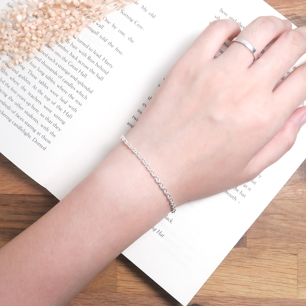經典圓圈手鍊(3mm中細鍊) 925純銀刻字手鍊