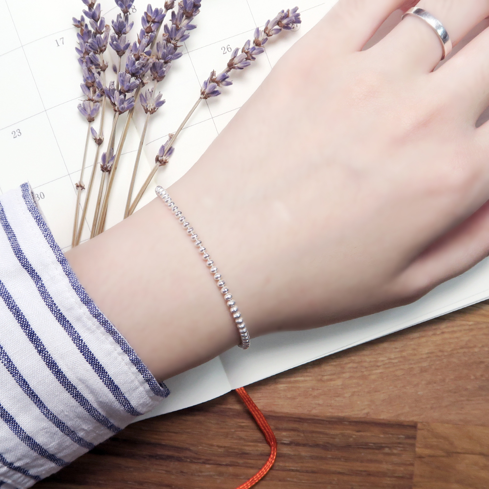 橢圓銀珠手鍊(2.8mm中細鍊) 925純銀手鍊 刻字手鍊