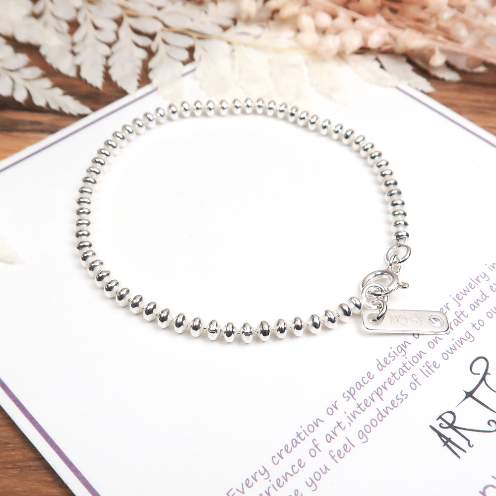 橢圓銀珠手鍊(2.8mm中細鍊) 925純銀手鍊 刻字手鍊