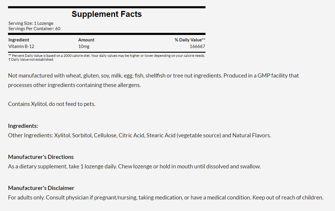 [預購] Now 維他命B12 10,000mcg 60粒