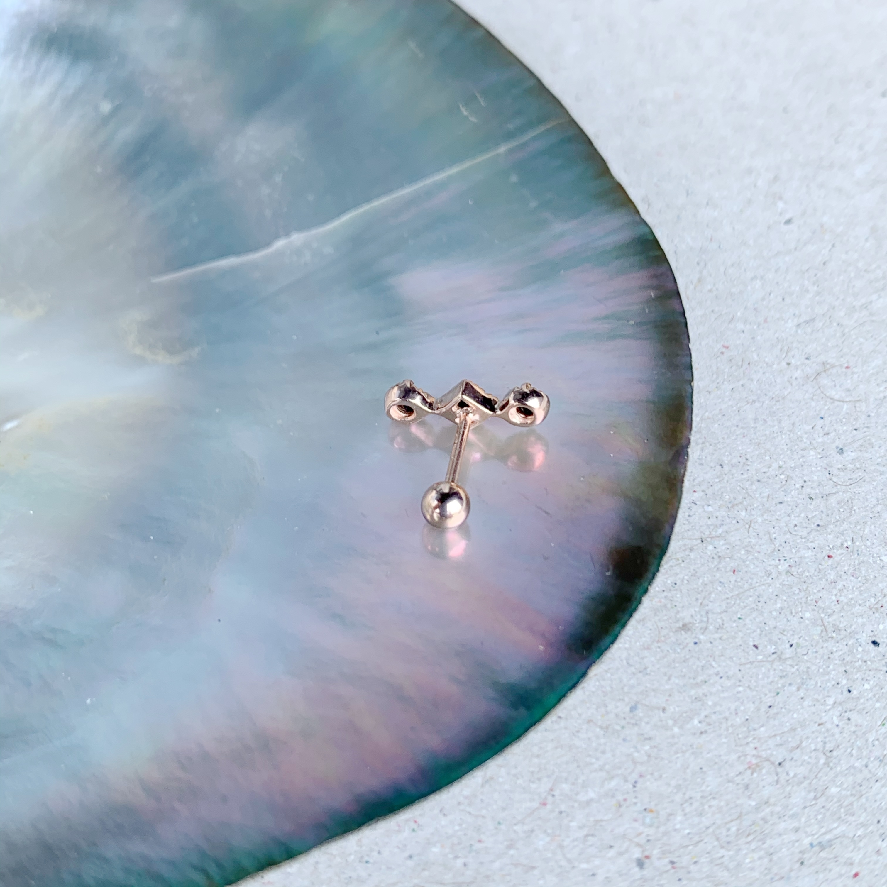 圓菱圓黑尖晶轉珠耳環